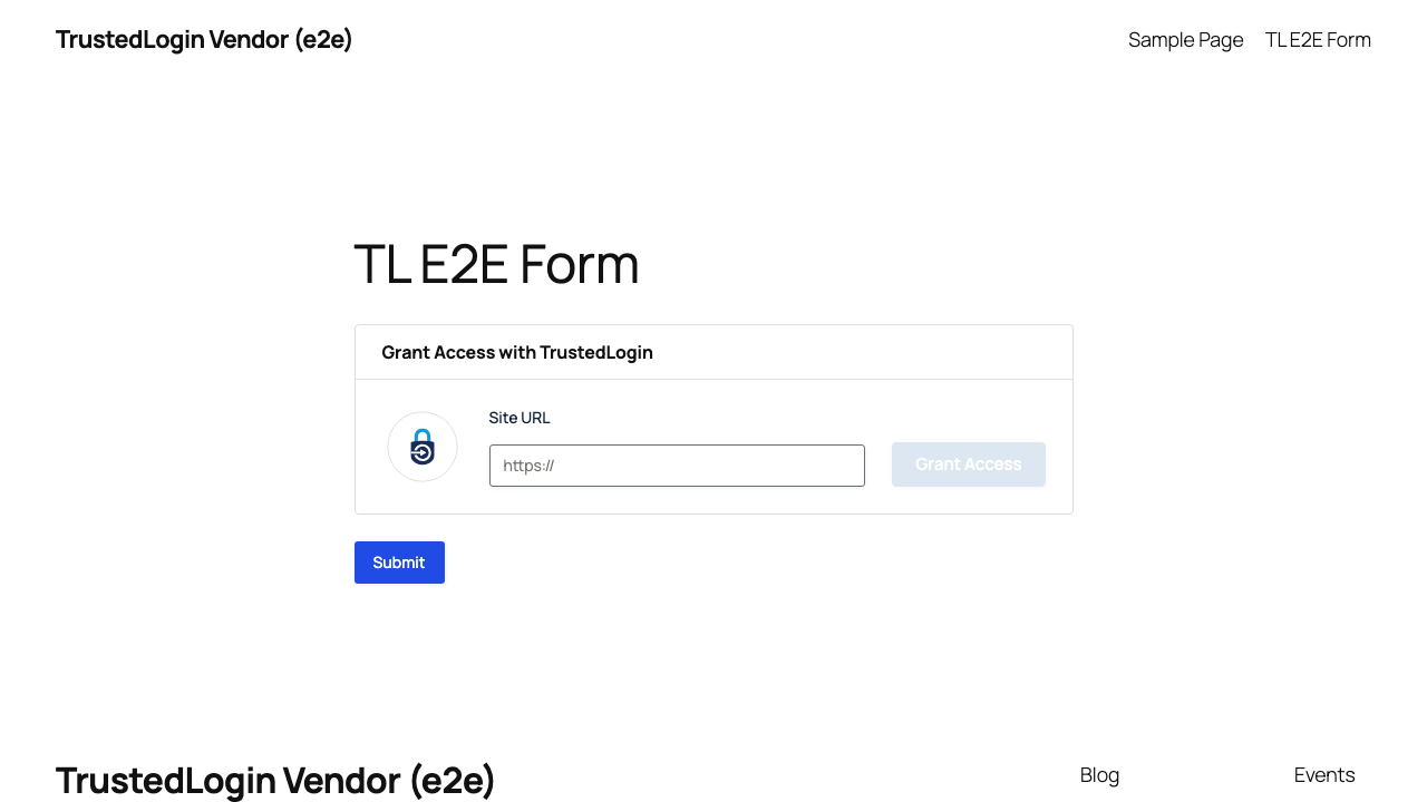TrustedLogin grant form — before submit