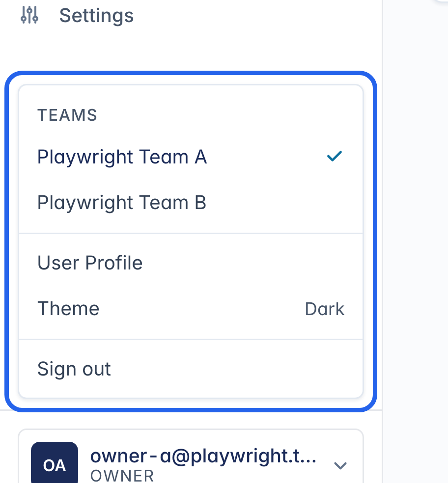 Open the team switcher