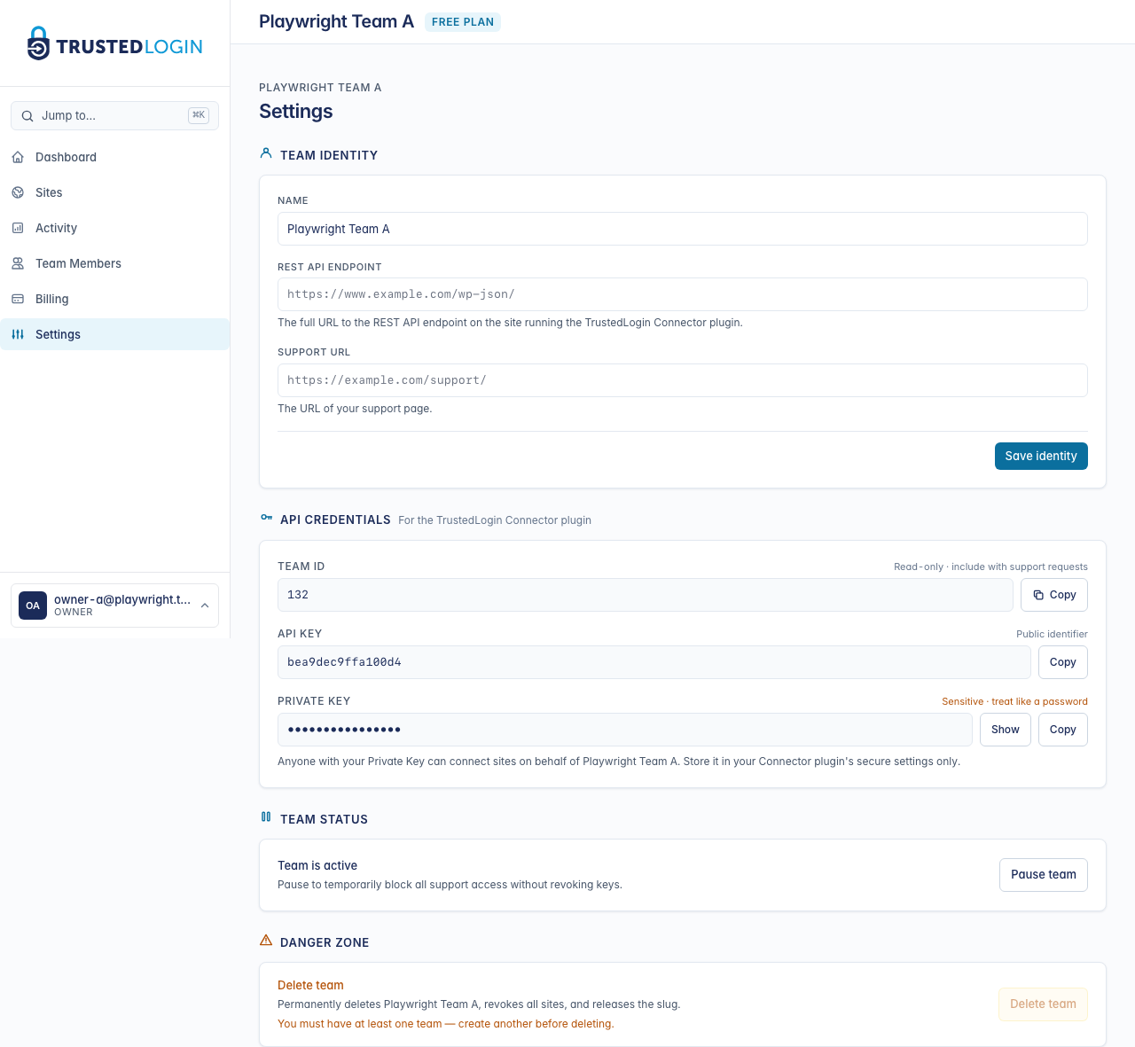 Copy your API credentials