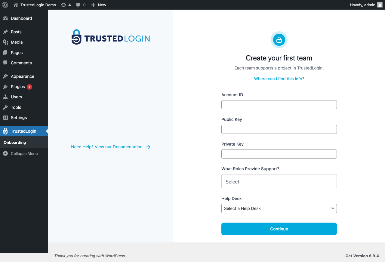 Open TrustedLogin in your WordPress admin