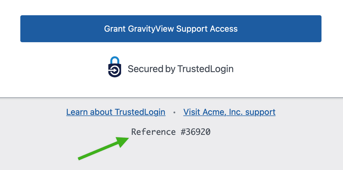 Reference ID is shown below the footer links in the Grant Access screen